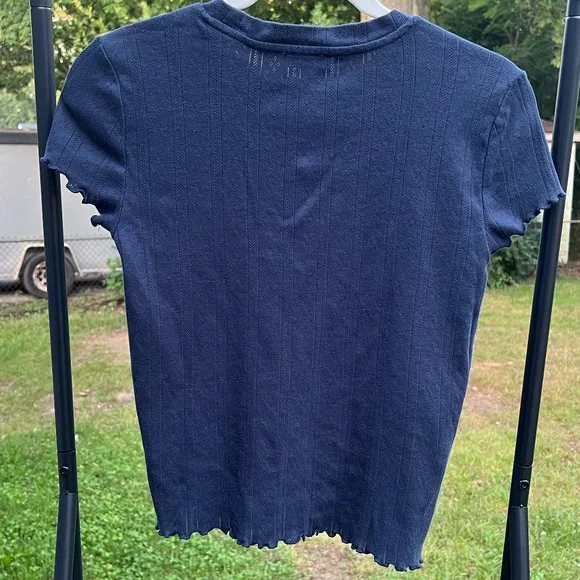 Splendid Navy Blue Como Pointelle T-Shirt XS - Picture 4 of 12
